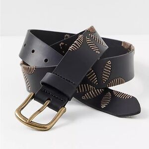 Free People Swift Haze Embroidered Belt in Midnight Sz M/L